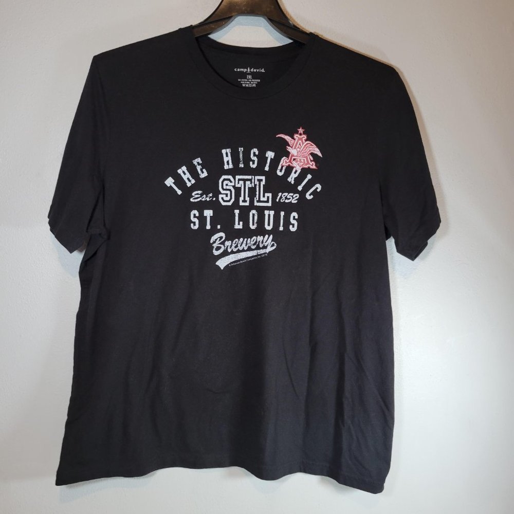 Anheuser Busch St Louis Brewery Men’s T-Shirt Black Short Sleeve Size 2XL